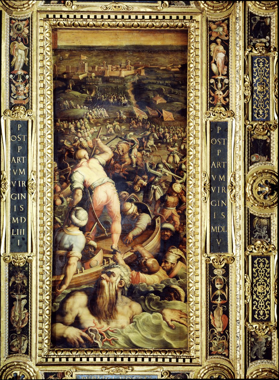 La défaite des Turcs à Piombino du plafond du Salone dei Cinquecento, 1565 - Giorgio Vasari