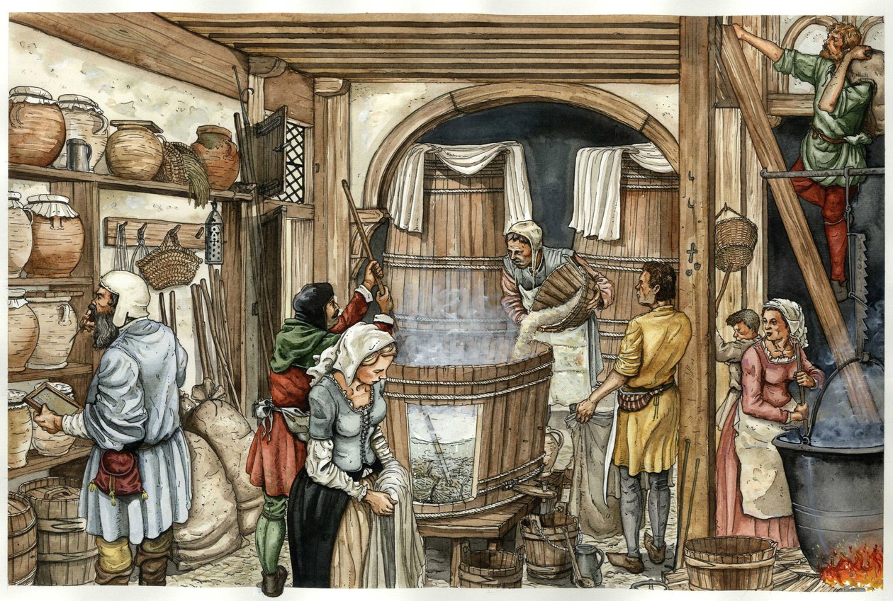 Moyen-Âge : fabrique de bière (brasserie) - Giorgio Albertini
