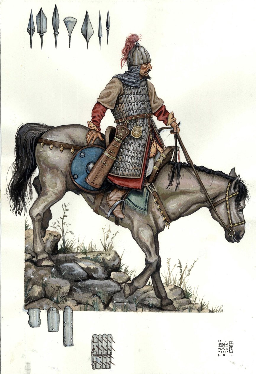 Moyen Âge : soldat de la cavalerie lourde hongroise. 9e siècle - Giorgio Albertini