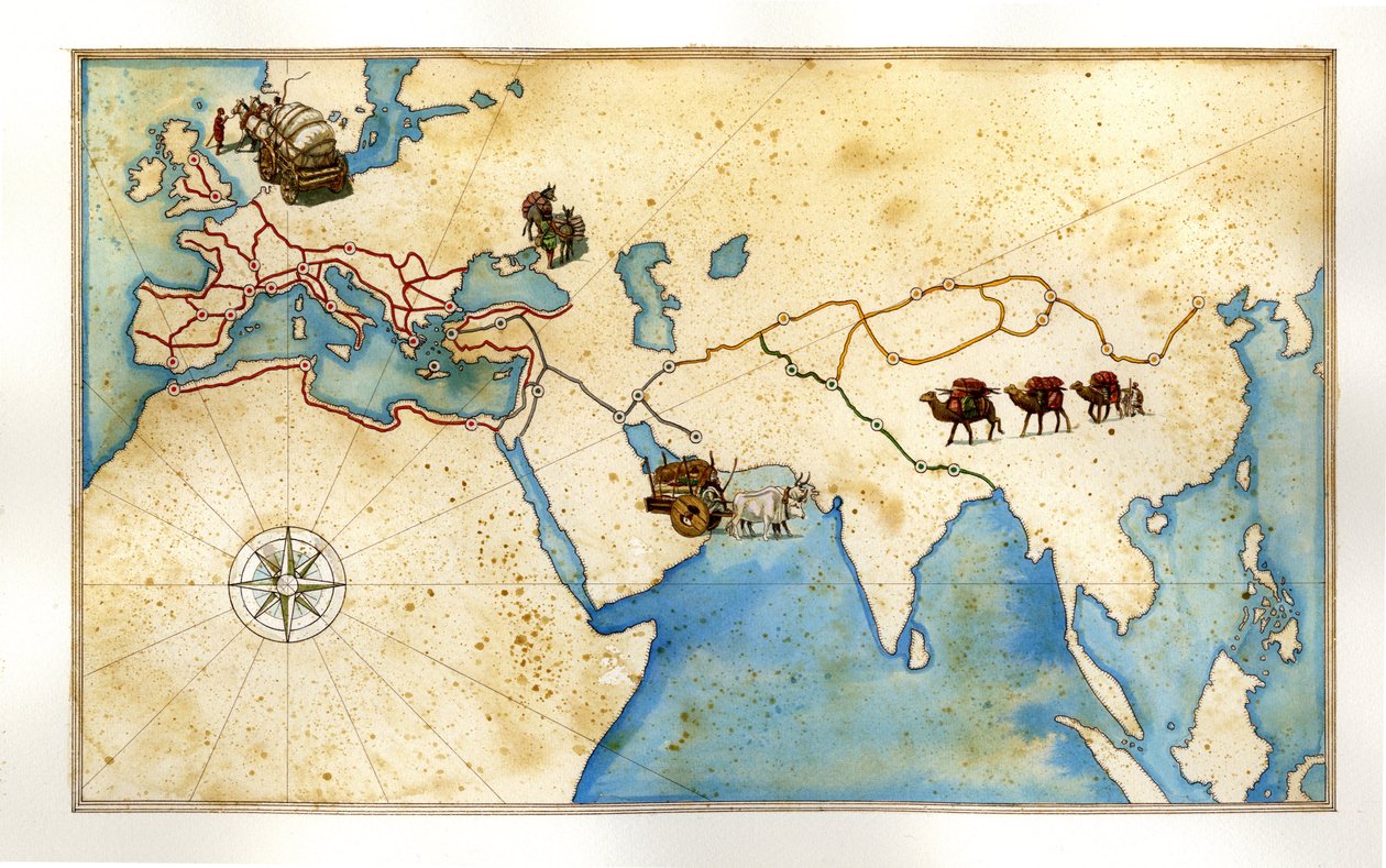 Moyen Âge : les grandes routes traversant l