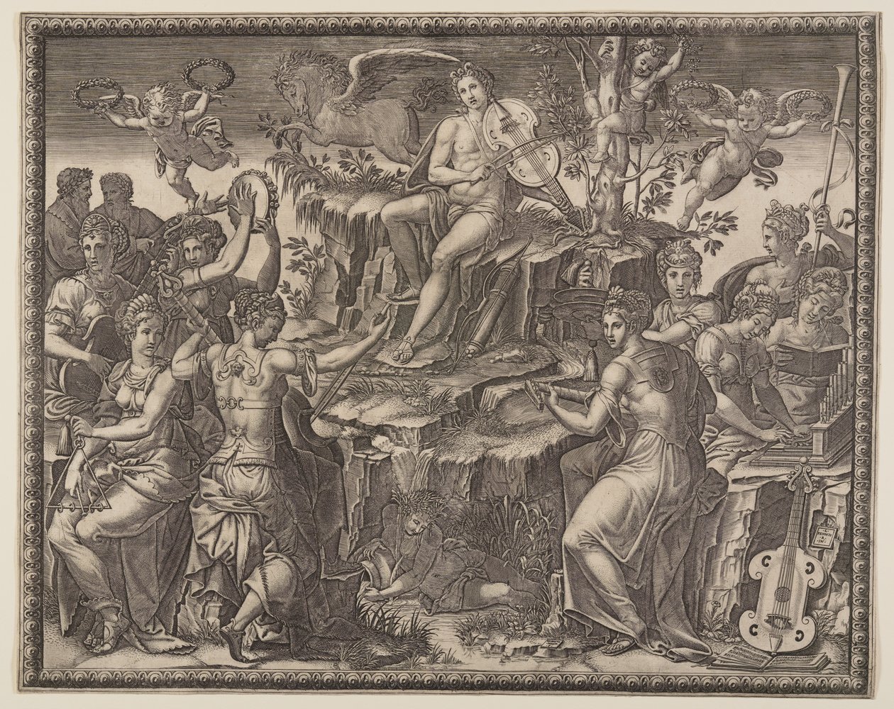 Apollon et les Muses sur le mont Parnasse - Giorgio Ghisi