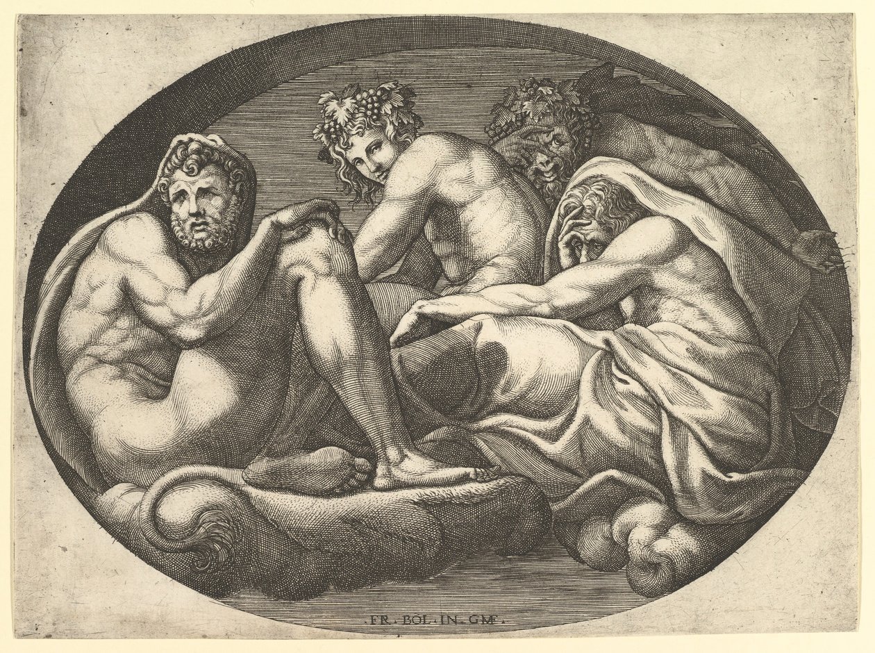Hercule, Bacchus, Pan et Saturne, d
