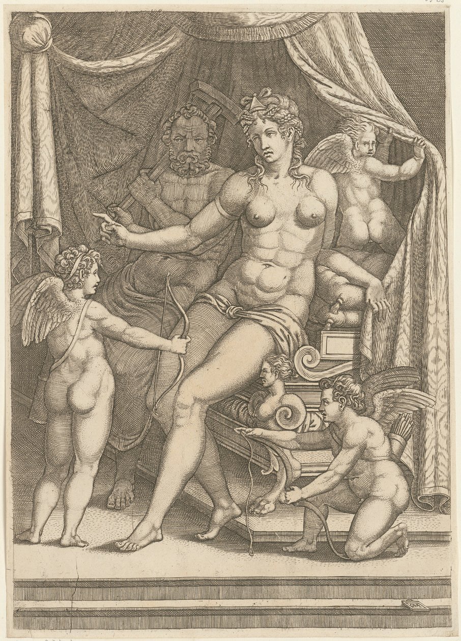 Vénus et Vulcain assis sur un lit - Giorgio Ghisi