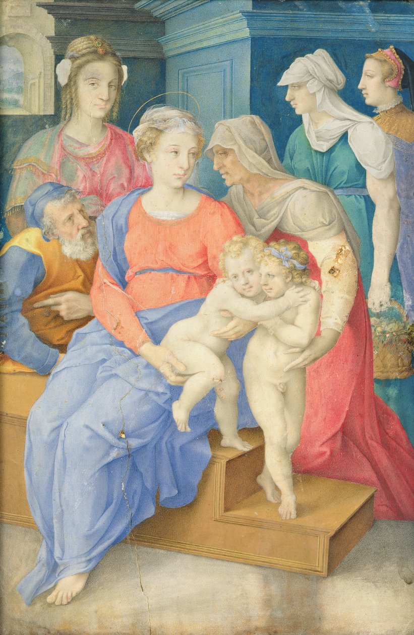 La Sainte Famille avec Sainte Élisabeth, Saint Jean-Baptiste et trois dames nobles, vers 1557 - Giorgio Giulio Clovio