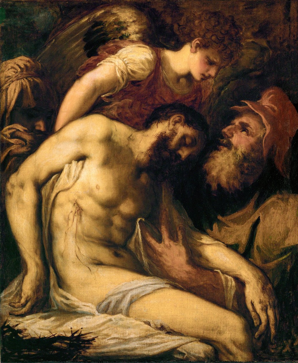 Le Christ mort, soutenu par un ange et par Joseph d