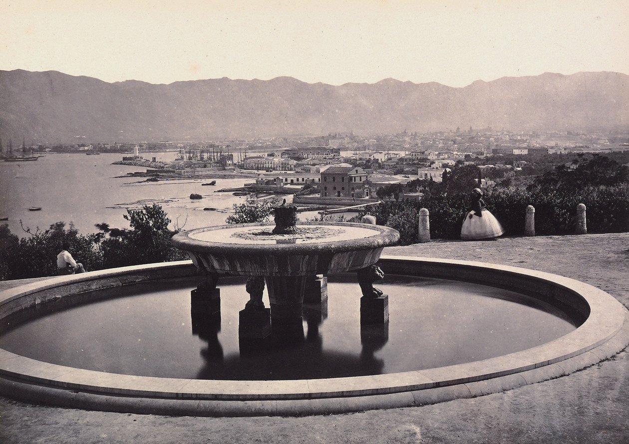 Panorama depuis la Villa Belmonte avec la fontaine. Palerme - Giorgio Sommer