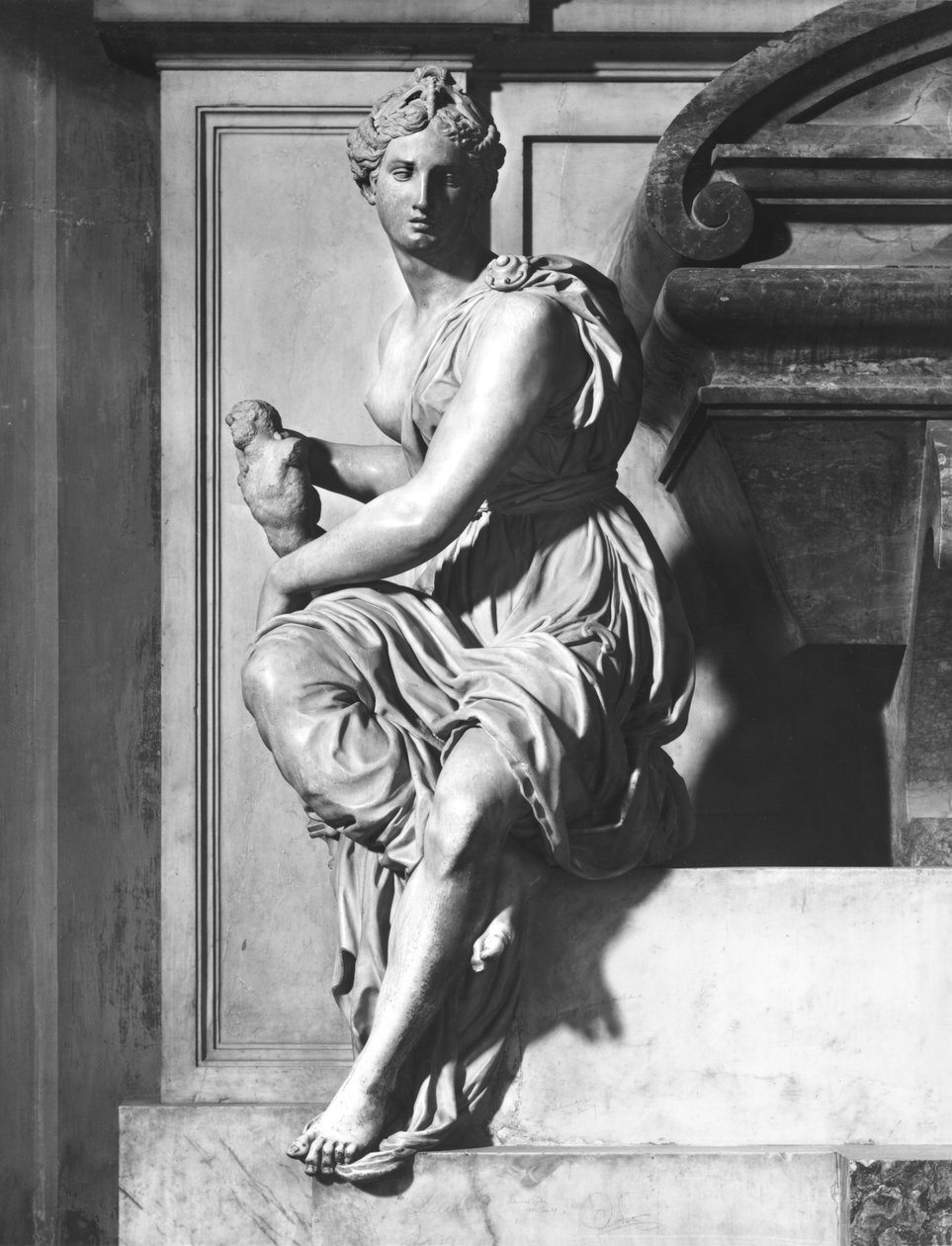 Monument à Michel-Ange Buonarroti, détail de la personnification de la sculpture - Giorgio Vasari
