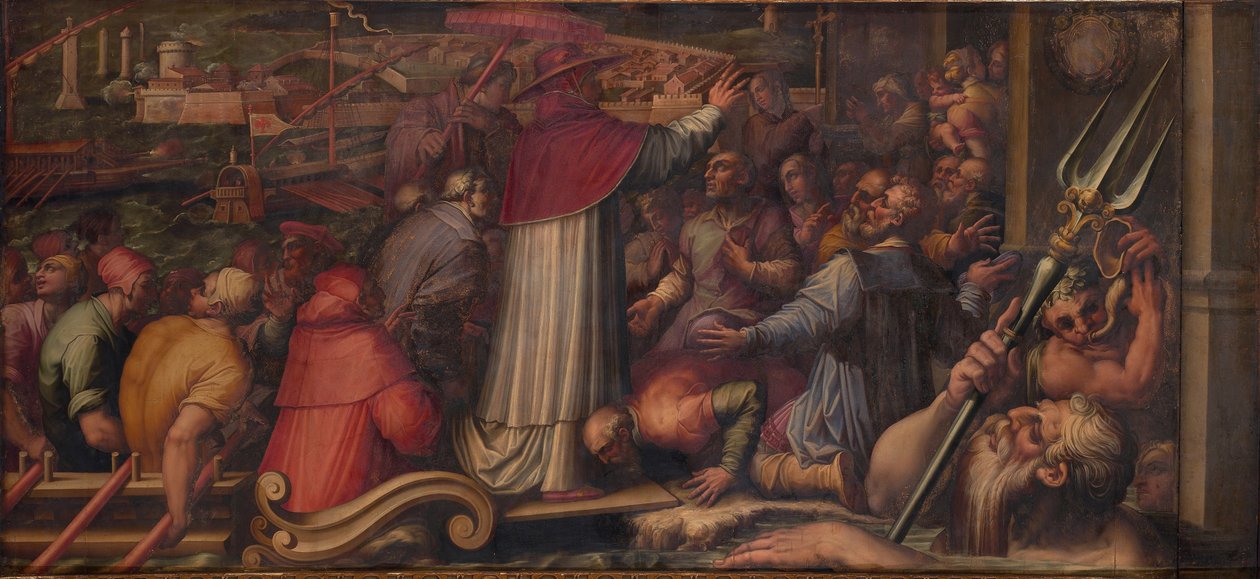 Le pape Eugène IV débarque à Livourne pour se réfugier à Florence, 1563-1565 - Giorgio Vasari