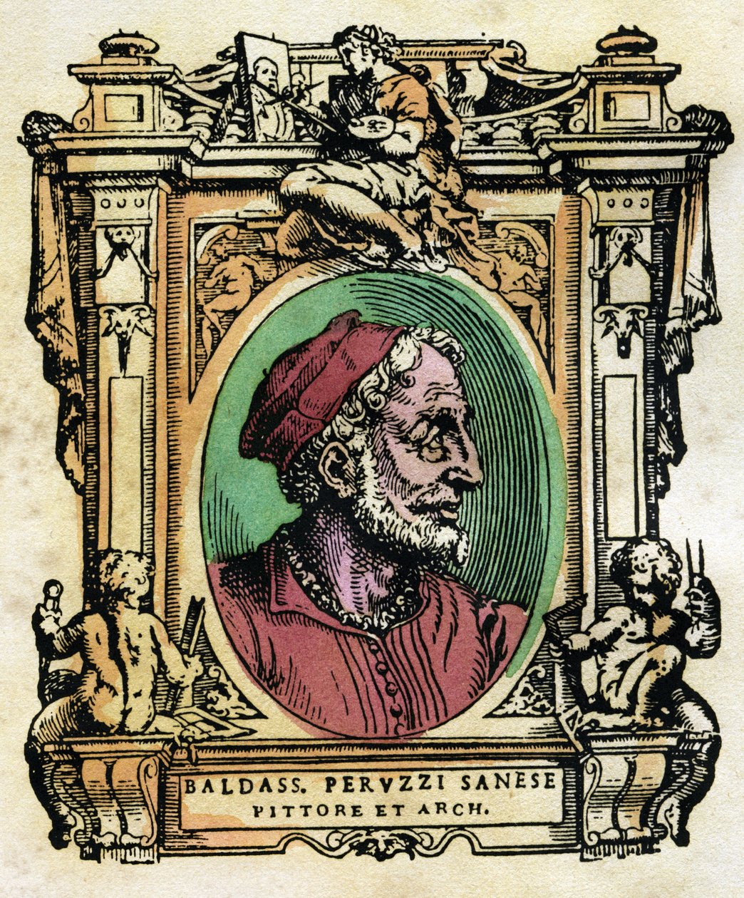 Portrait de Baldassarre Peruzzi, architecte et peintre siennois. Gravure de Les Vies par Giorgio Vasari - Giorgio Vasari