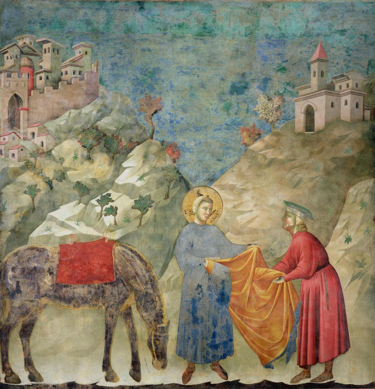 Saint François donne son manteau à un étranger, 1296-97 - Giotto di Bondone