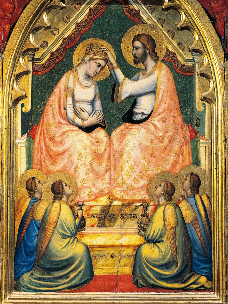 Italie, Florence, Basilique de la Sainte-Croix, Chapelle Bandini Baroncelli, Couronnement de la Vierge, par Giotto, fresque, Détail - Giotto (c.1266 1337)