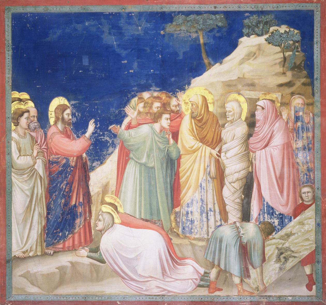 La Résurrection de Lazare, c.1305 (pré-restauration) - Giotto di Bondone