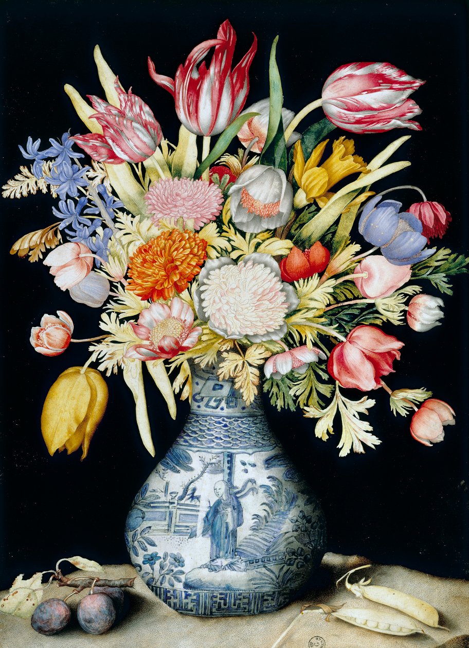 Vase en porcelaine chinoise avec des fleurs (aquarelle) - Giovanna Garzoni