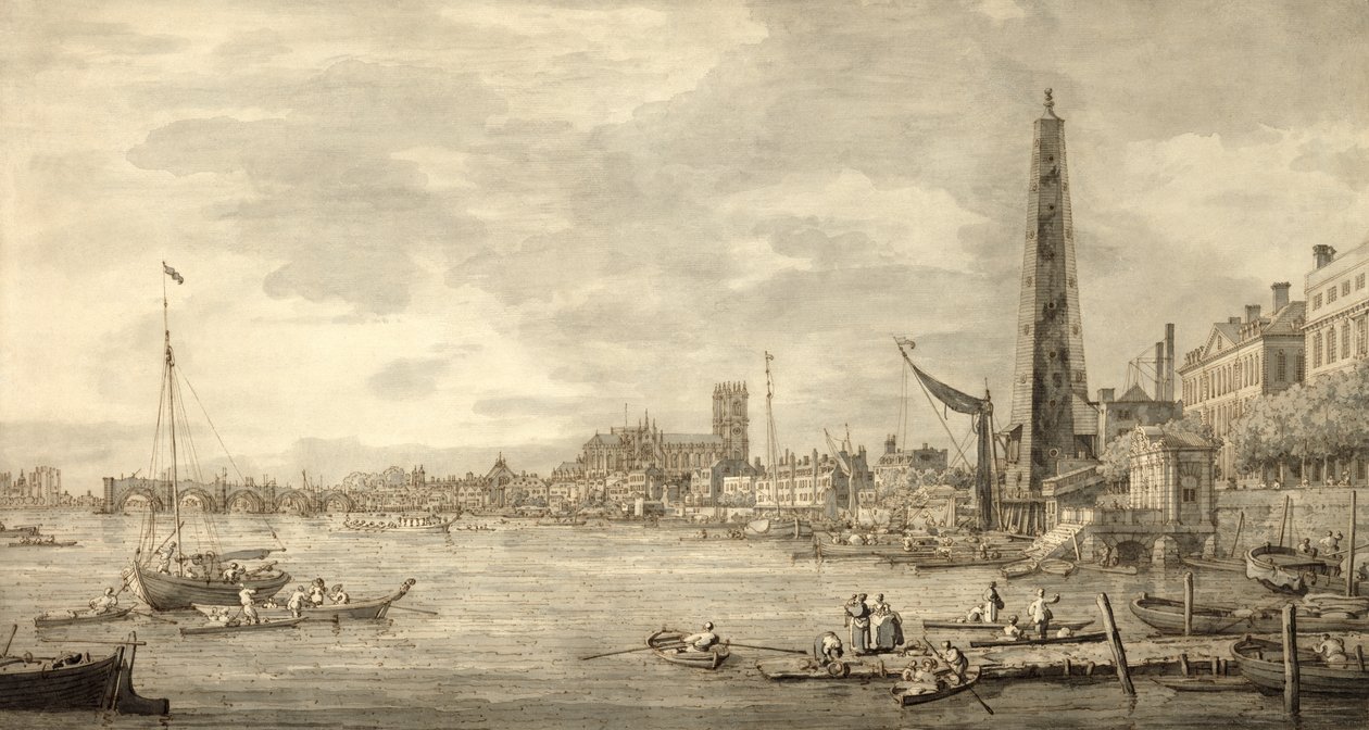 La Tamise vers Westminster depuis York Water Gate - Giovanni Antonio Canal