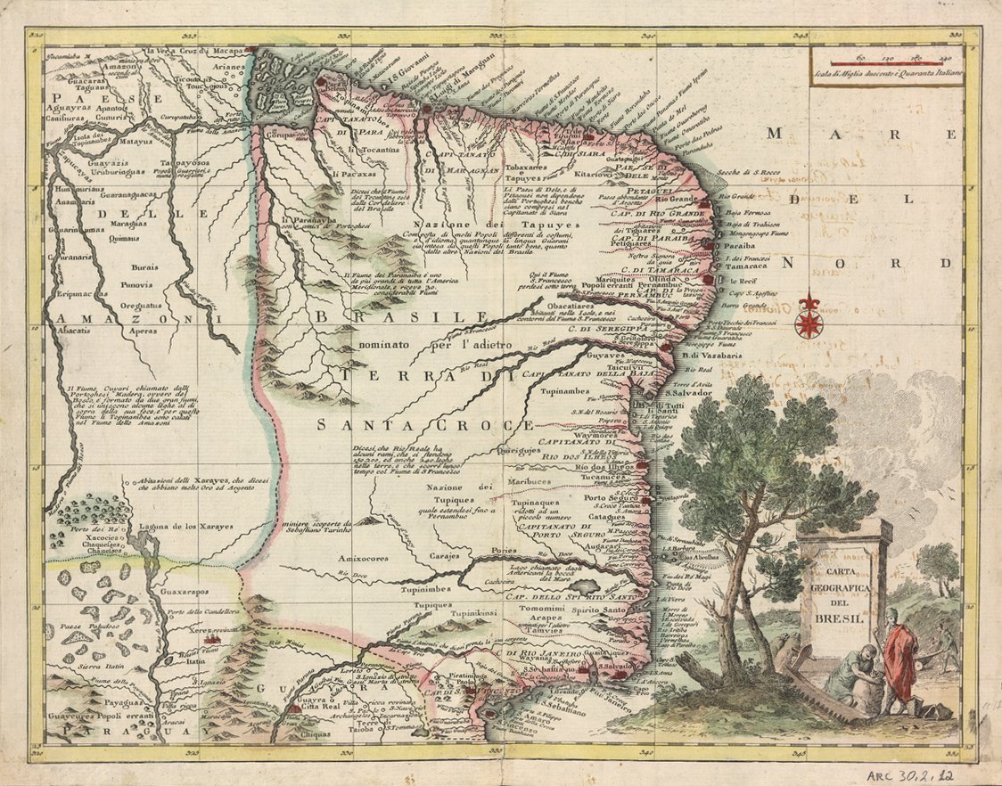 Carte géographique du Brésil - Giovanni Battista Albrizzi