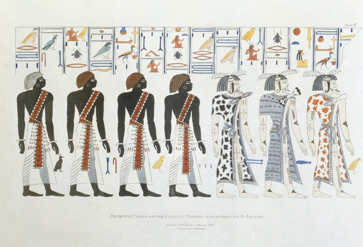 Illustrations de hiéroglyphes des tombes des rois à Thèbes, découvertes par G. Belzoni, planche 8 de Plates Illustrative of the Researches in Egypt and Nubia, gravée par Charles Hullmandel - Giovanni Battista Belzoni