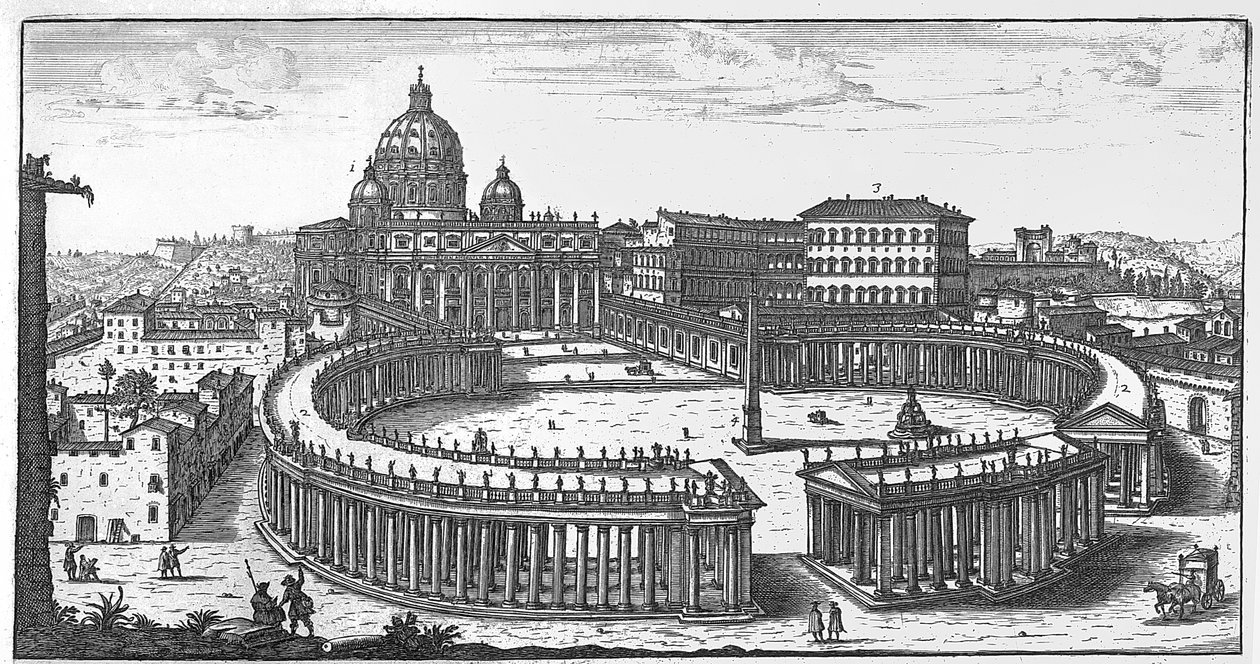 Plan original de Bernini pour la Place Saint-Pierre, Rome - Giovanni Battista Falda