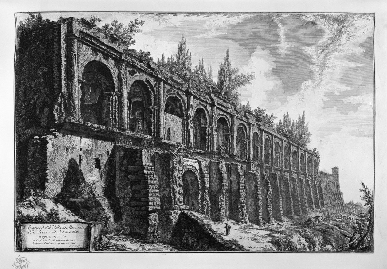Vestiges de la Villa de Mécène à Tivoli, construite en travertin à opus incertum - Giovanni Battista Piranesi
