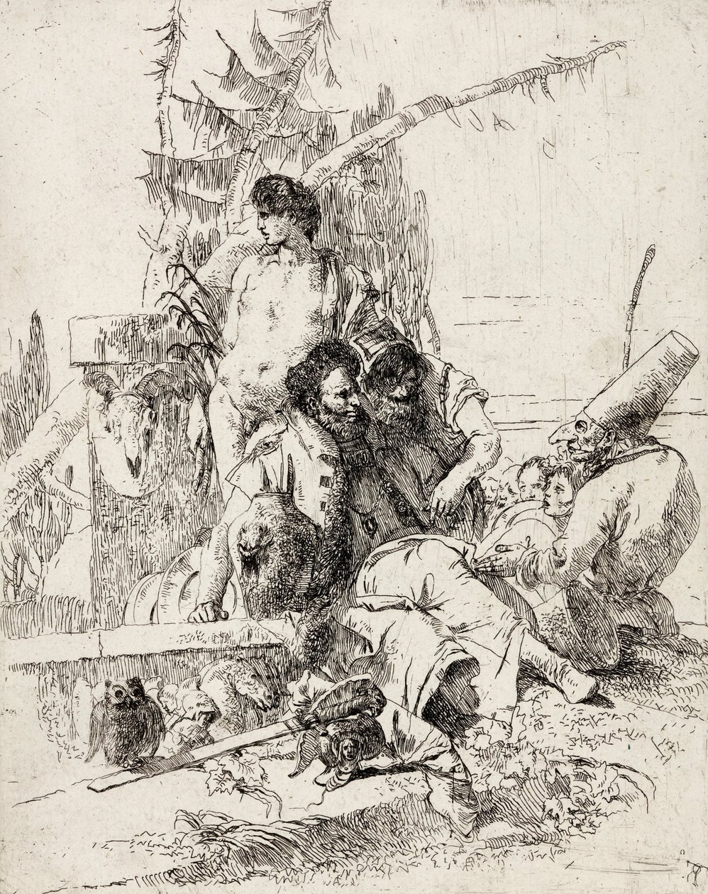 Punchinello donne des conseils - Giovanni Battista Tiepolo