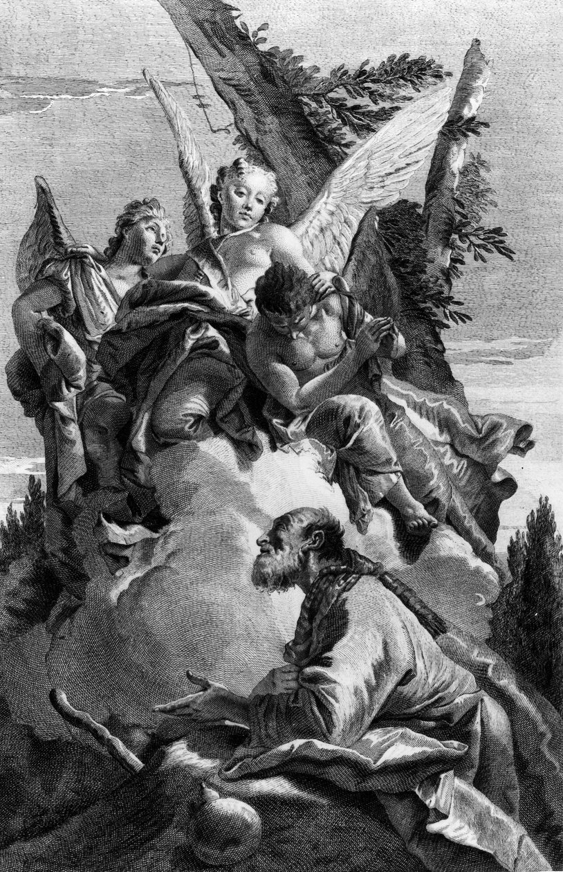 Trois anges apparaissant à Abraham, gravé par Pietro Monaco, vers 1750 - Giovanni Battista Tiepolo