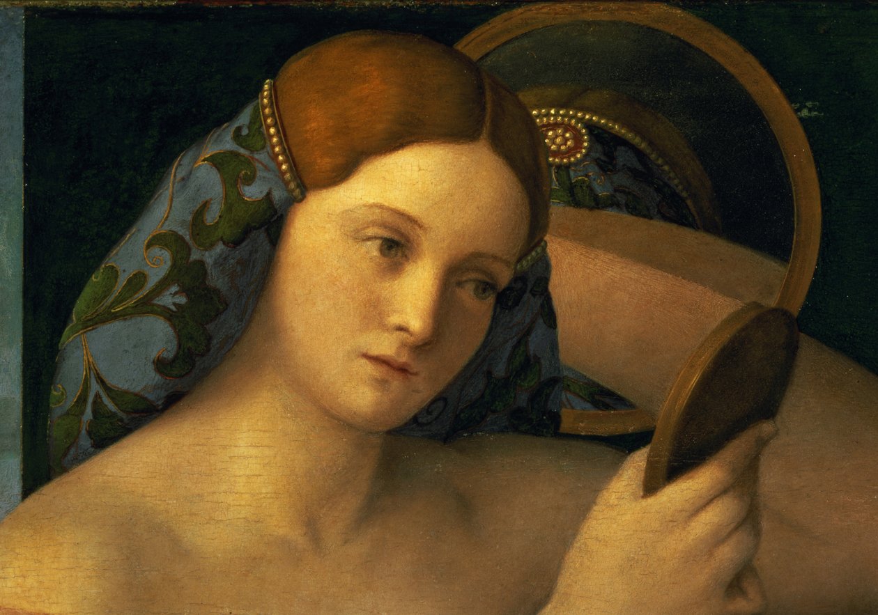 Jeune femme à sa toilette (détail du visage), 1515 - Giovanni Bellini