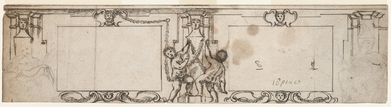 Projet pour des panneaux sculptés - Giovanni Francesco Romanelli