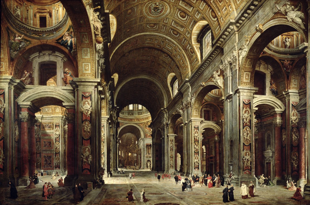 Le cardinal Melchior de Polignac (1661-1742) visitant Saint-Pierre à Rome, 1730 - Giovanni Paolo Pannini