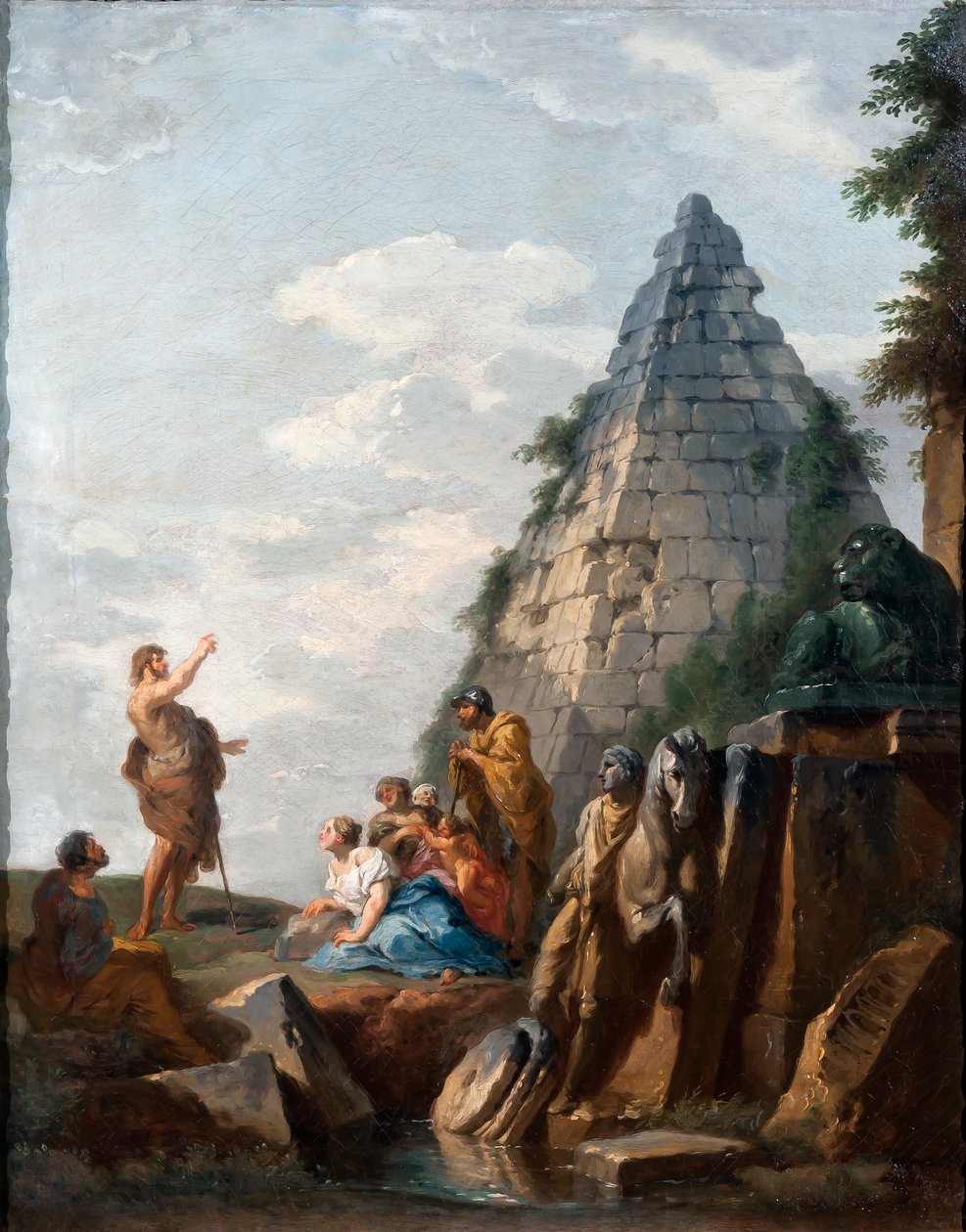 Capriccio avec la prédication de Saint Jean-Baptiste, la Pyramide de Cestius et d