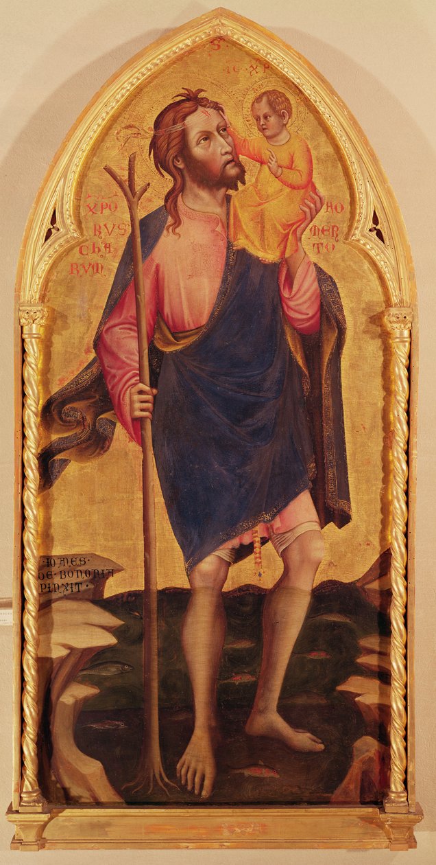 Saint Christophe (tempera sur panneau) - Giovanni da Bologna