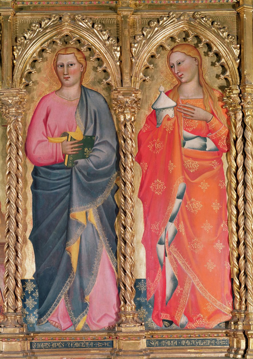 Saint Jean et Sainte Marie Madeleine, (détail) - Giovanni del Biondo dal Casentino
