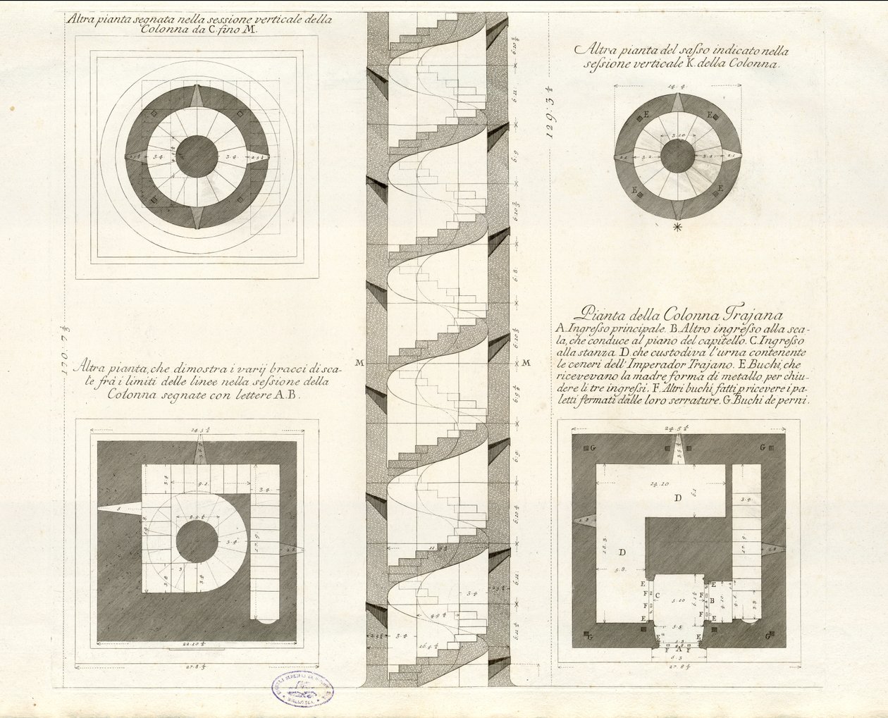 Section verticale de la colonne Trajane - Giovanni Battista Piranesi