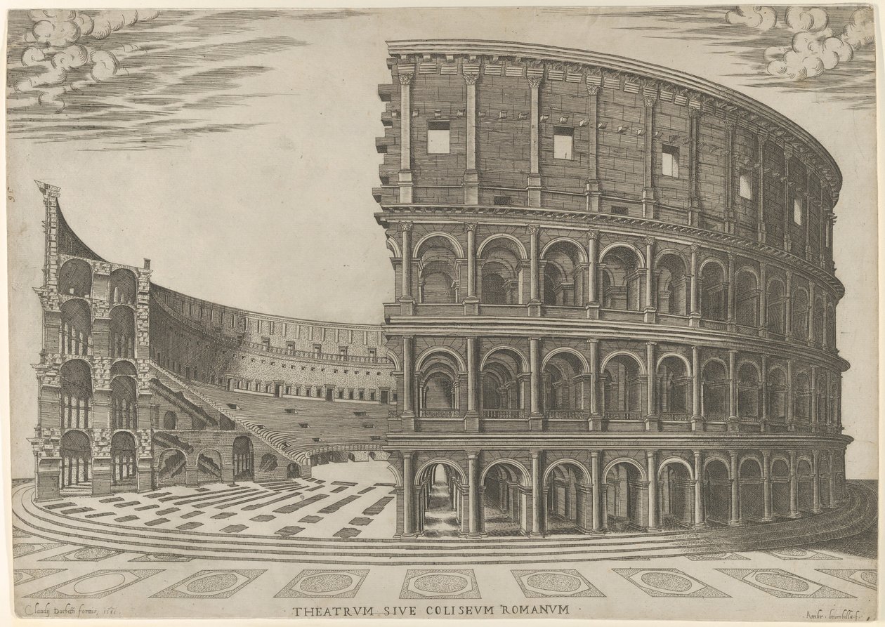 Section et élévation du Colisée à Rome, 1581 - Giovanni Ambrogio Brambilla