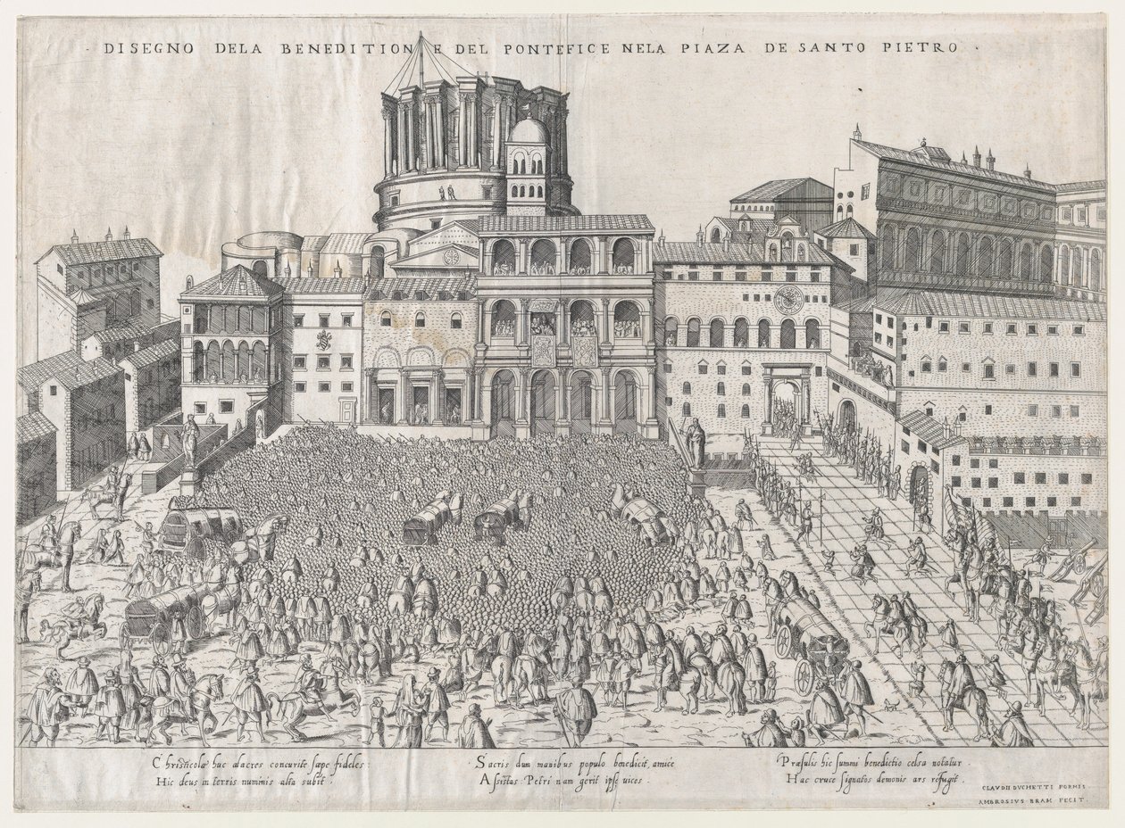 Speculum Romanae Magnificentiae: Bénédiction Papale, fin du 16ème siècle - Giovanni Ambrogio Brambilla
