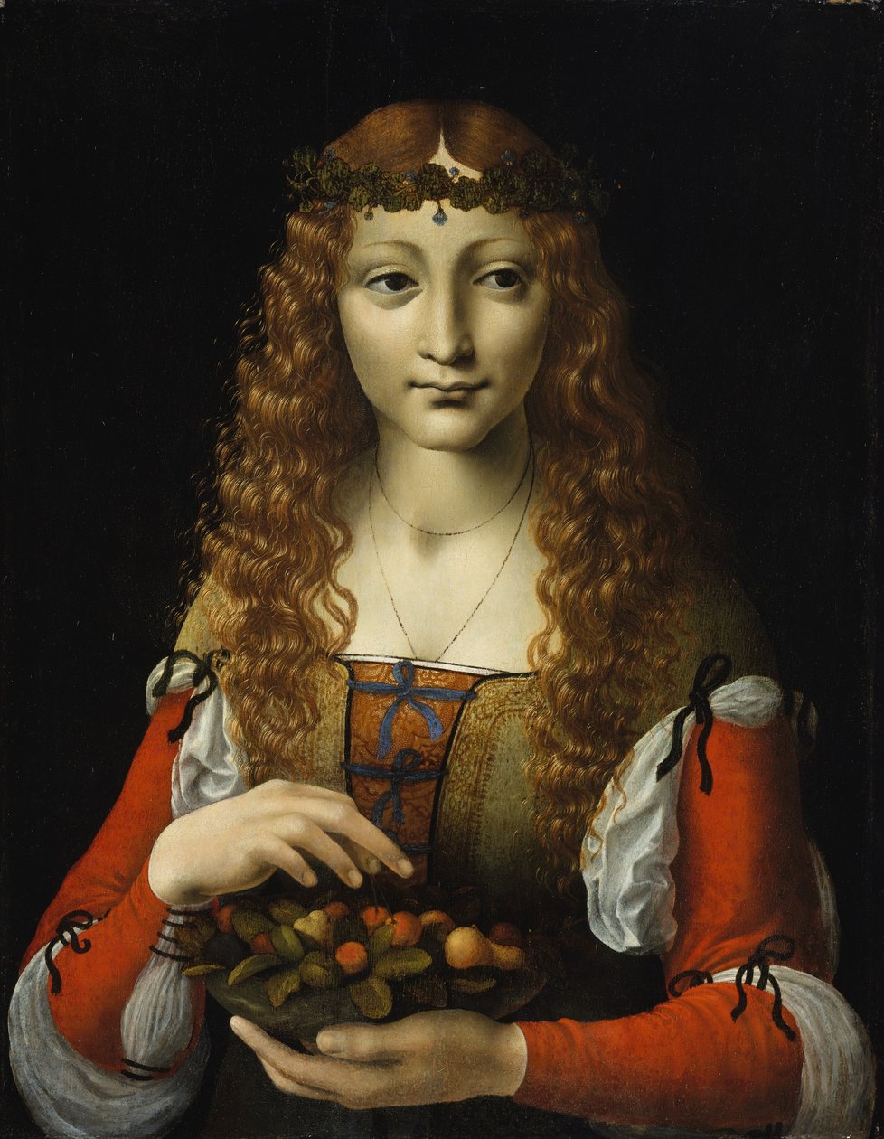 Fille avec des cerises, vers 1491-95 - Giovanni Ambrogio de (attr. to) Predis