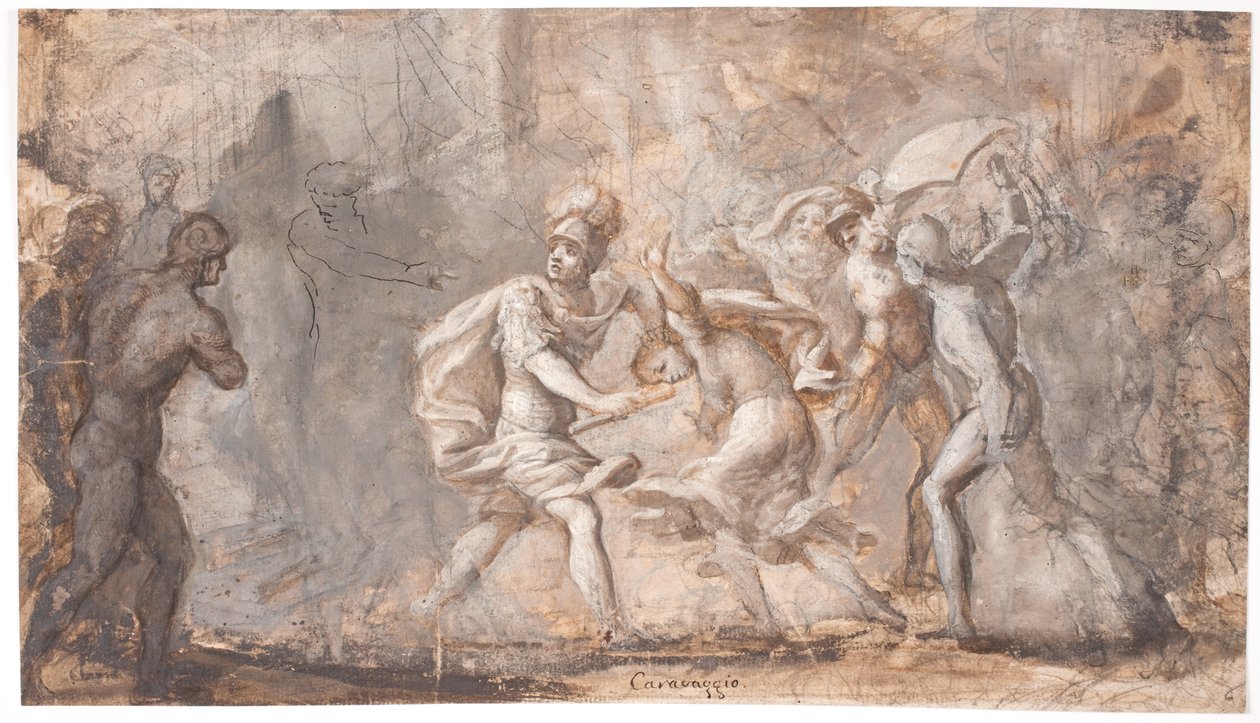 Tarpeia écrasée sous les boucliers des Sabins - Giovanni Angelo Canini
