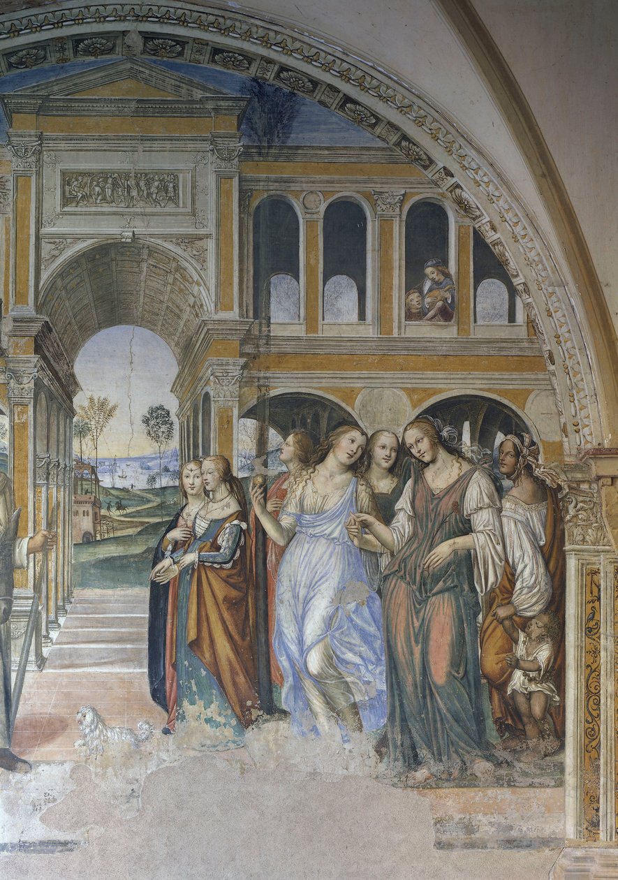 Florentius envoyant les prostituées au monastère, scène de la vie de Saint Benoît - Giovanni Antonio Bazzi Sodoma
