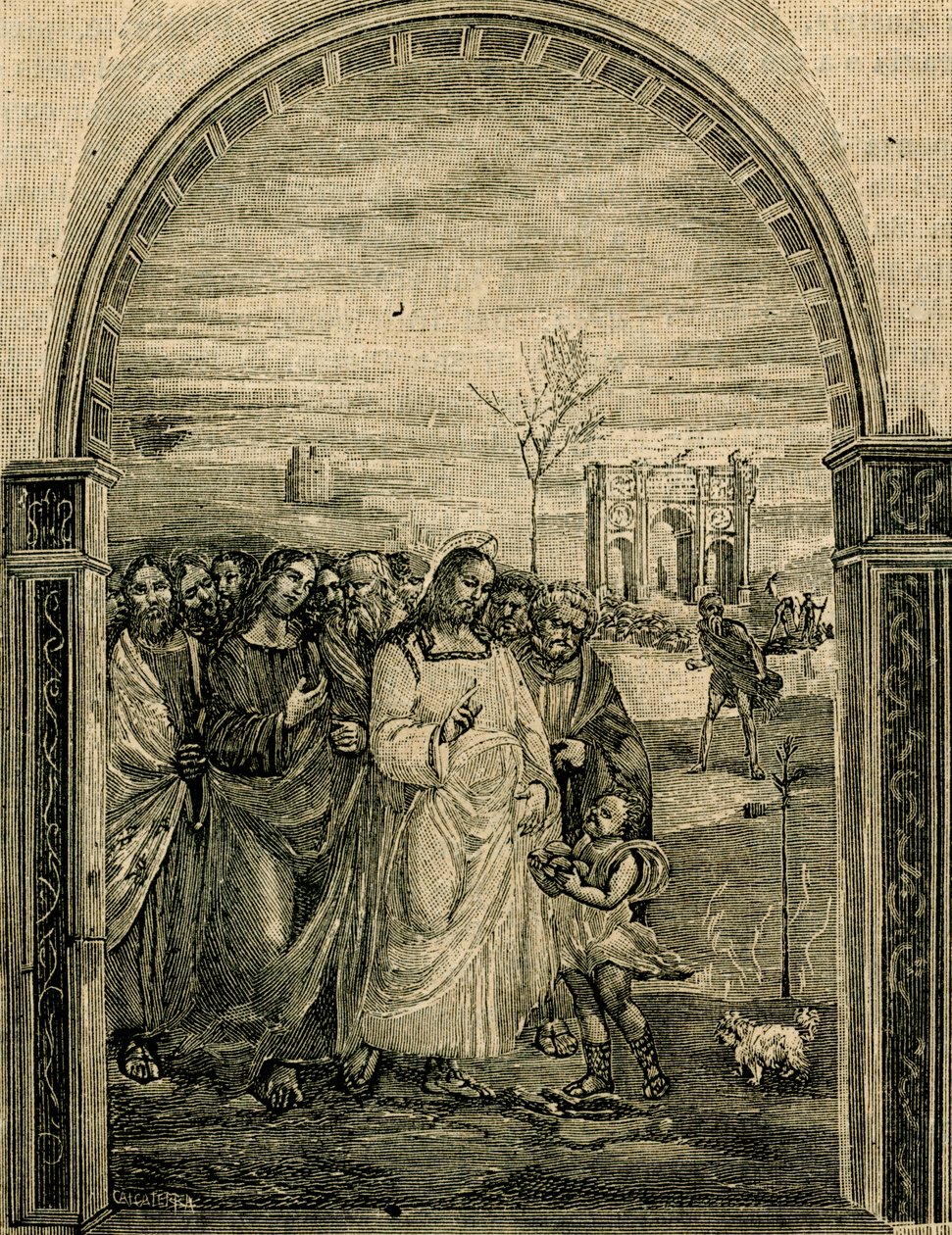 Multiplication des pains et des poissons, fresque de Sodoma (1477-1549), réfectoire de Sant
