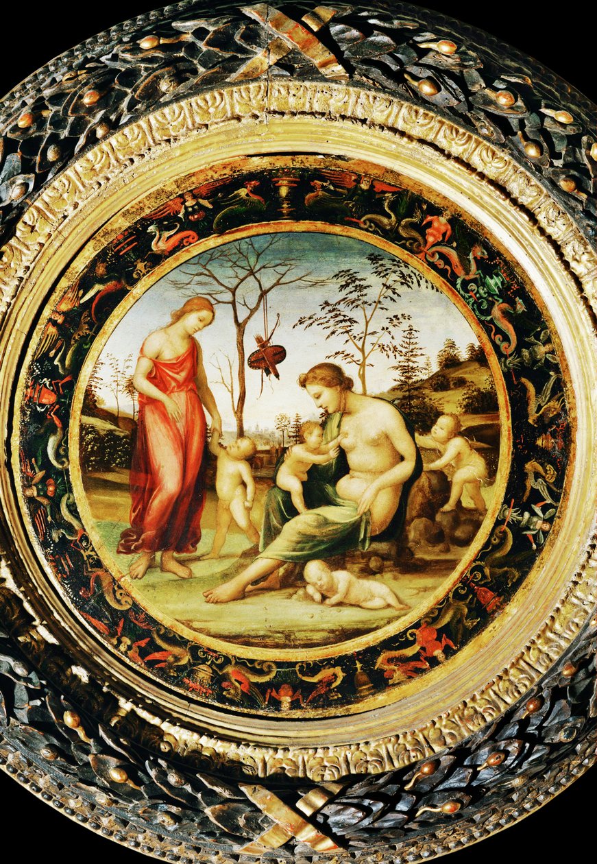 Vénus terrestre avec Eros et Vénus céleste avec Anteros et deux cupidons ... - Giovanni Antonio Bazzi Sodoma