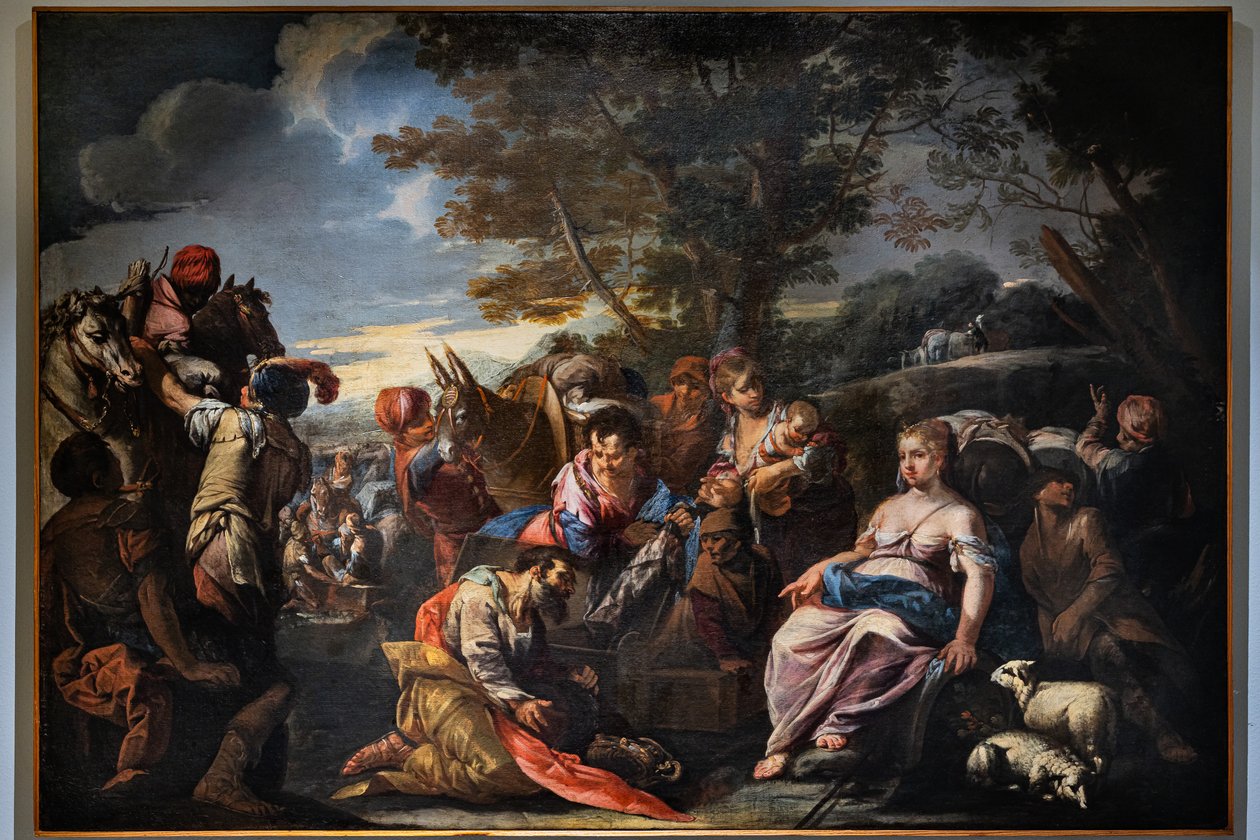 Laban cherche les idoles cachées par Rachel, début du XVIIIe siècle - Giovanni Antonio De (1671–1751) Pieri