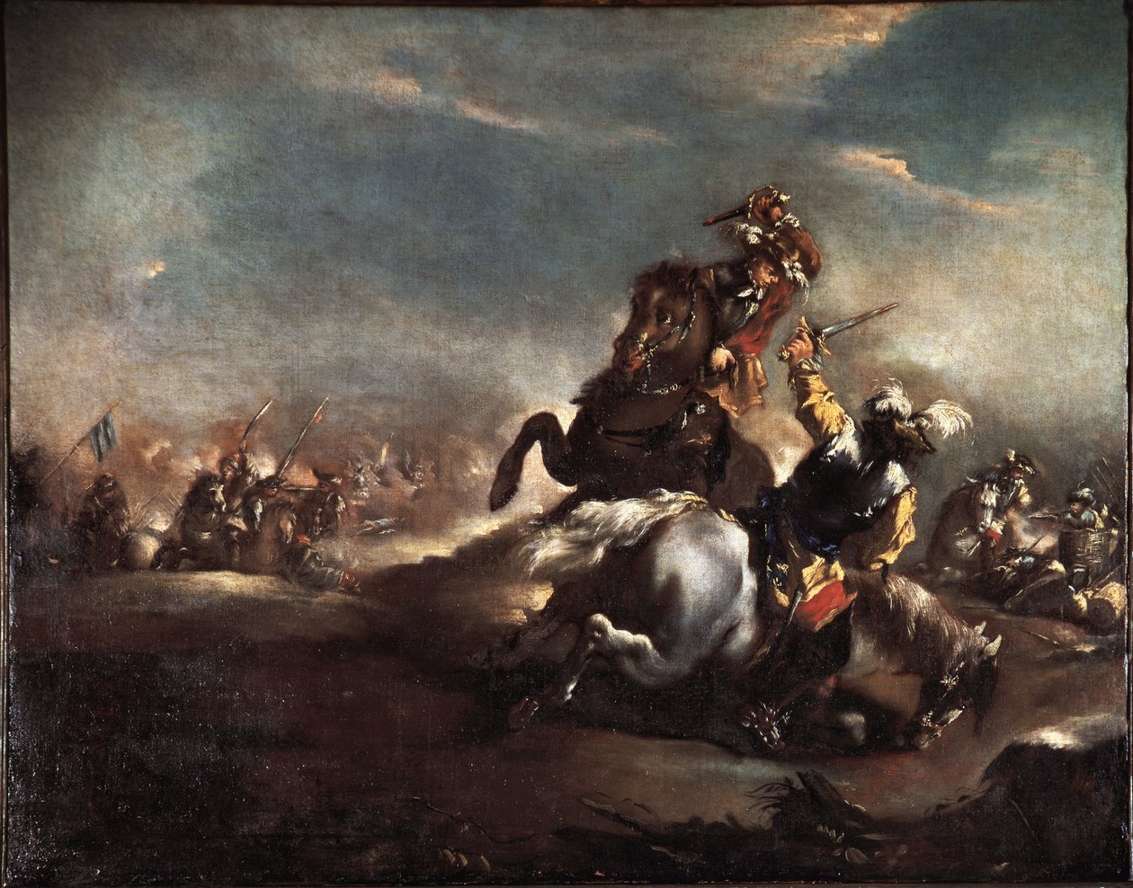 Duel de chevaliers. Peinture de Giovanni Antonio Guardi (1699-1760) Venise, Musée Correr - Giovanni Antonio Guardi