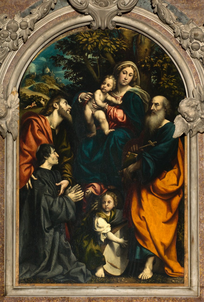 Autel de Sainte Catherine, Madone et Enfant entre les Saints Philippe et Jacques et le donateur Giacomo Schizzi - Giovanni Antonio Pordenone