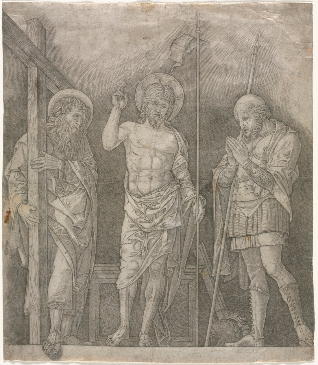 Le Christ ressuscité entre les saints André et Longinus - Giovanni Antonio da Brescia