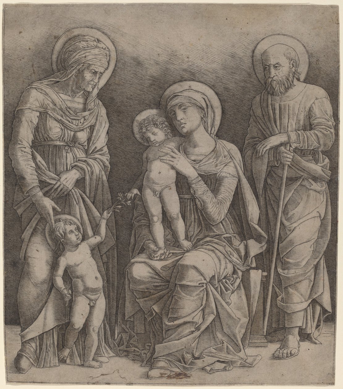 Sainte Famille avec Sainte Élisabeth et le Petit Saint Jean - Giovanni Antonio da Brescia, after Andrea Mantegna