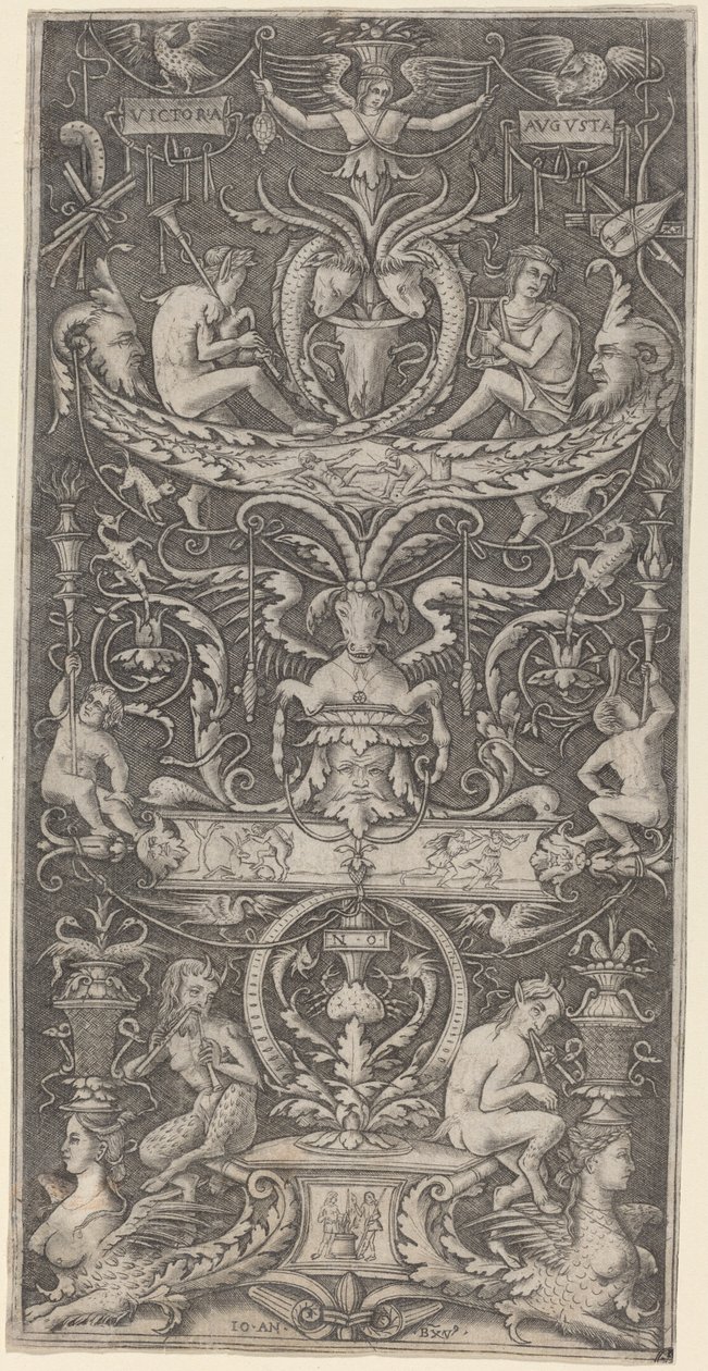 Panneau ornemental inscrit "Victoria Augusta" - Giovanni Antonio da Brescia after Nicoletto