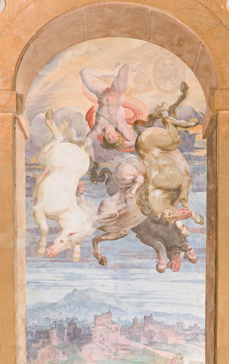 Le Char du Soleil conduit par Apollon plongeant vers la Terre, mur est de la Loggia d