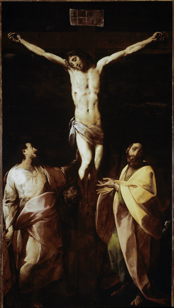 Crucifixion avec saint Jacques, saint Philippe et saint François - Giovanni Battista  Crespi