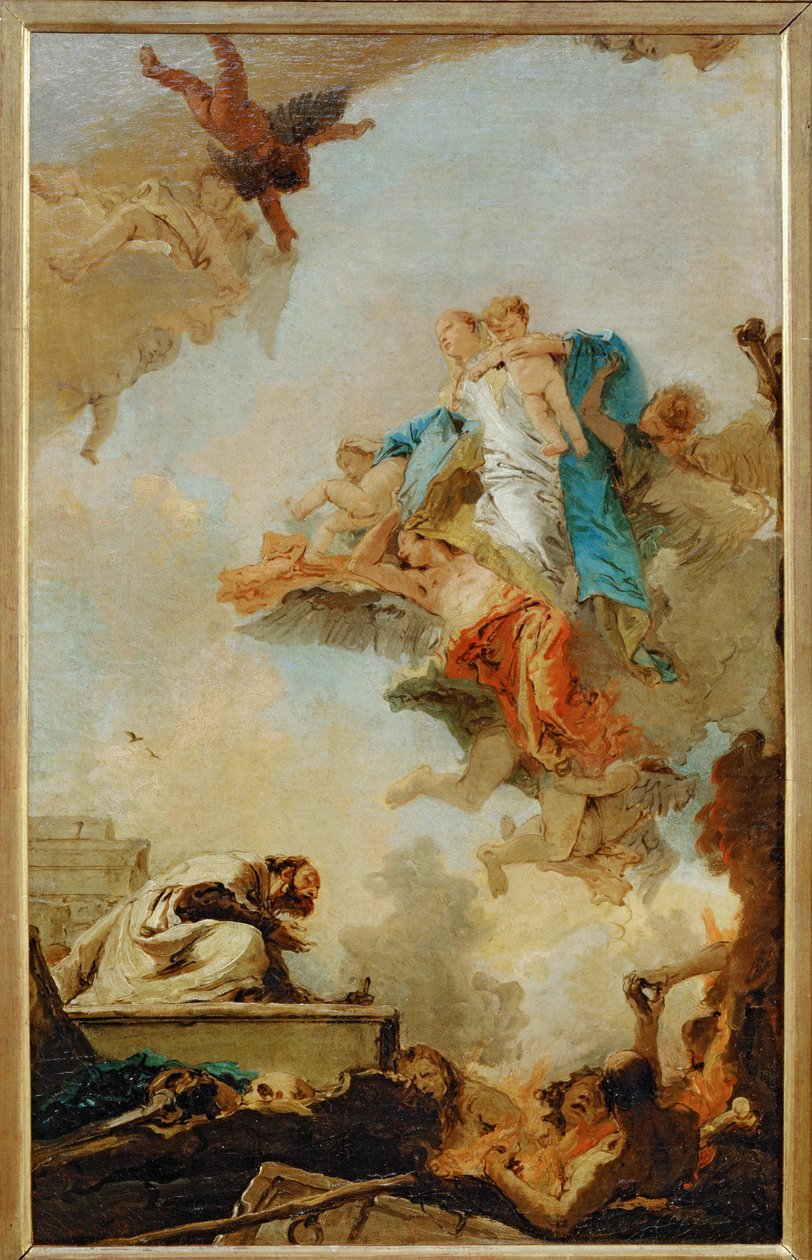 La Vierge du Carmel apparaissant a Saint Simeon Stock ... - Giovanni Battista (1696 1770) Tiepolo