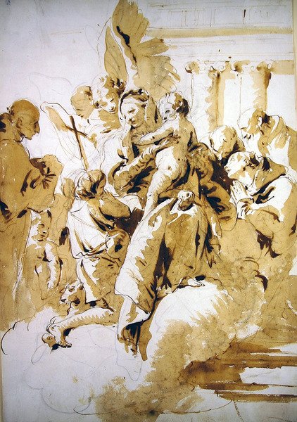 Madone et enfant avec anges, saints et l