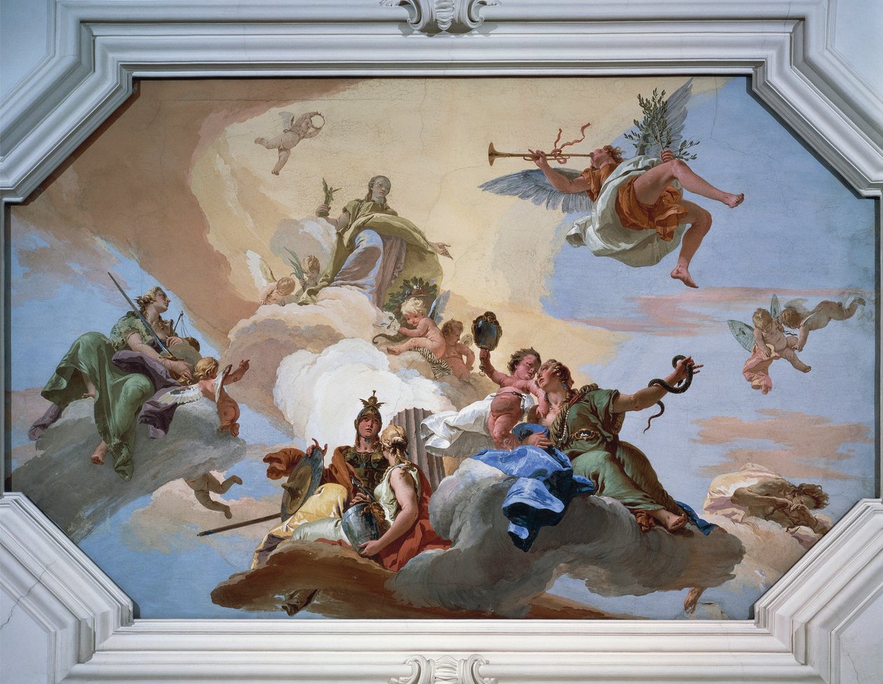 Triomphe de la Gloire annoncé par la Renommée parmi les Vertus cardinales - Giovanni Battista Tiepolo