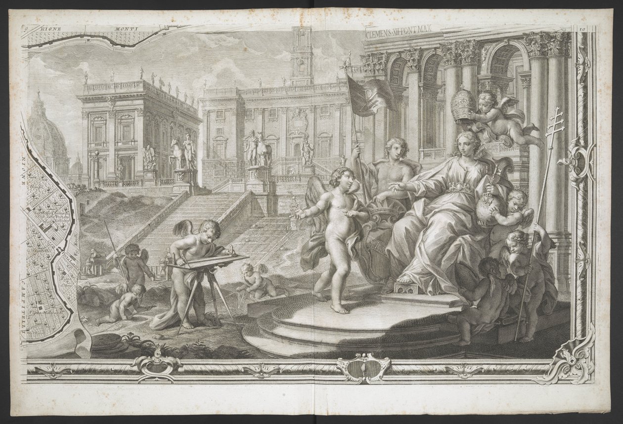 Une figure féminine couronnée, de Nuova Pianta di Roma, data in luce de G. Nolli - Giovanni Battista (after) Nolli
